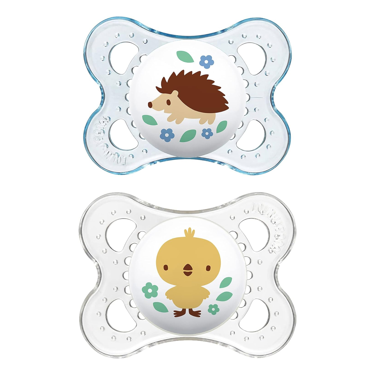 Chupón Mam Baby Clear 2pz 0-6m Azul.