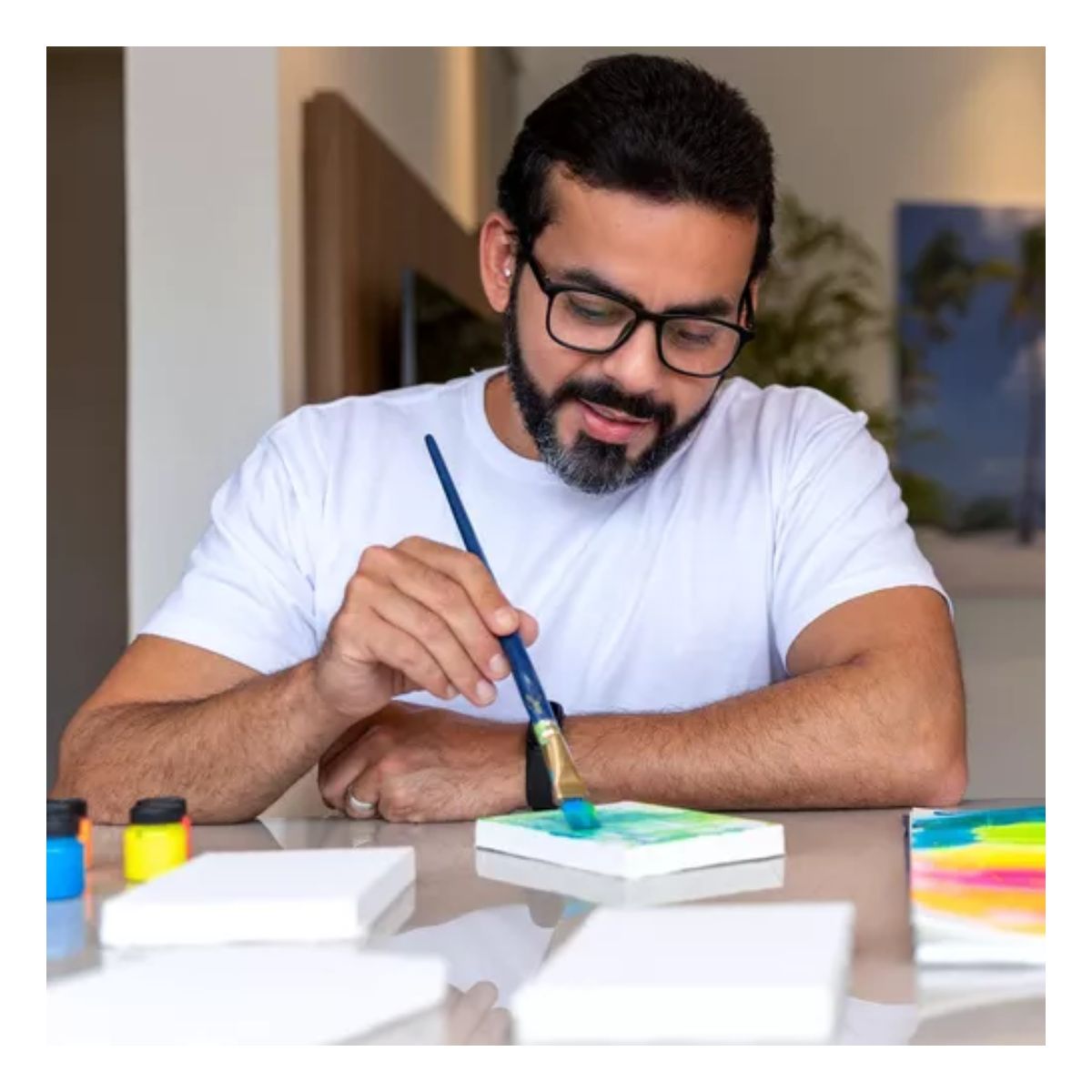 Mini Caballete De Madera Con Lienzo Para Pintura 20 Piezas