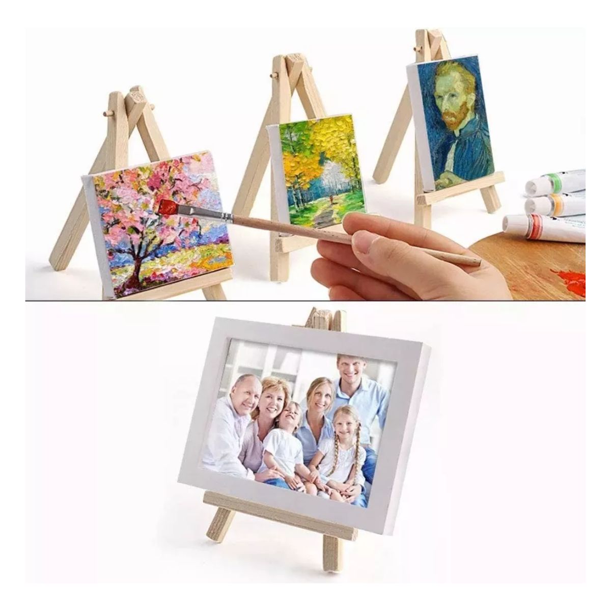 Mini Caballete De Madera Con Lienzo Para Pintura 10 Piezas