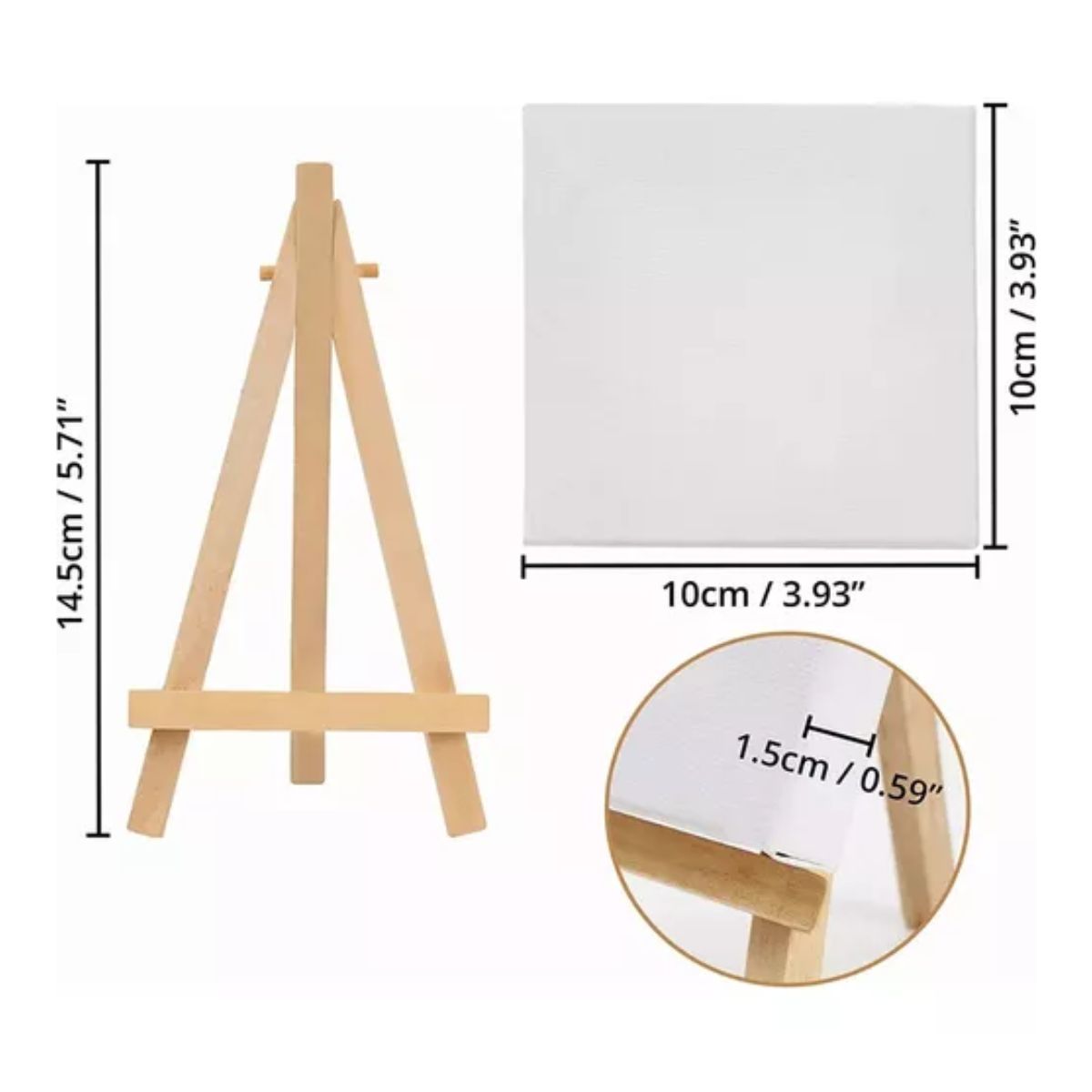 Mini Caballete De Madera Con Lienzo Para Pintura 10 Piezas