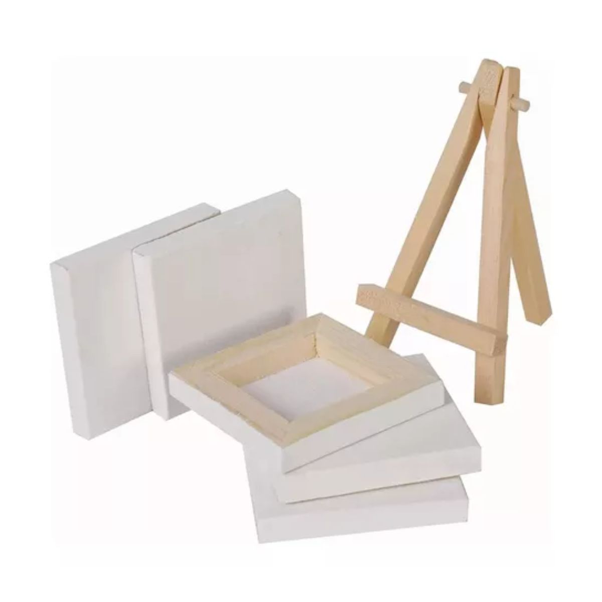 Mini Caballete De Madera Con Lienzo Para Pintura 10 Piezas