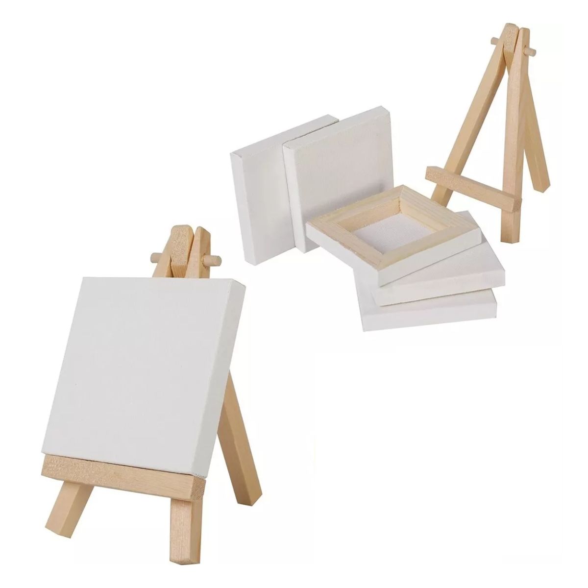 Mini Lienzo Estirado Con Caballete De Madera, Paquete De 10