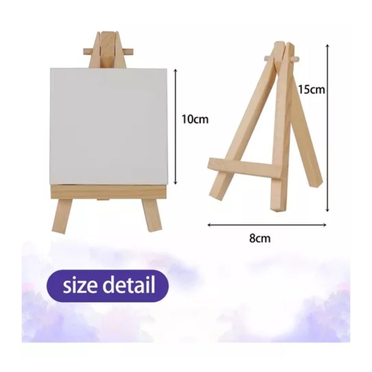 Mini Lienzo Estirado Con Caballete De Madera, Paquete De 10