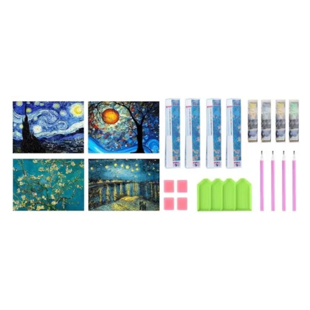 Cuadro Decorativo Pintura Diamante 5d Diamond Painting 4 Set ,Multicolor 