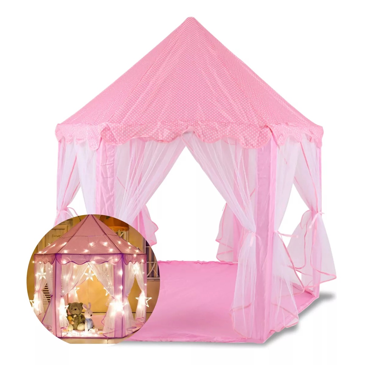 Tienda De Juego Castillo De Princesa Con Luces Para Niñas Rosa