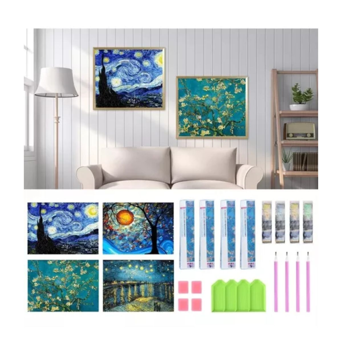 Cuadro Decorativo Pintura Diamante 5d Diamond Painting 4 Set ,Multicolor 