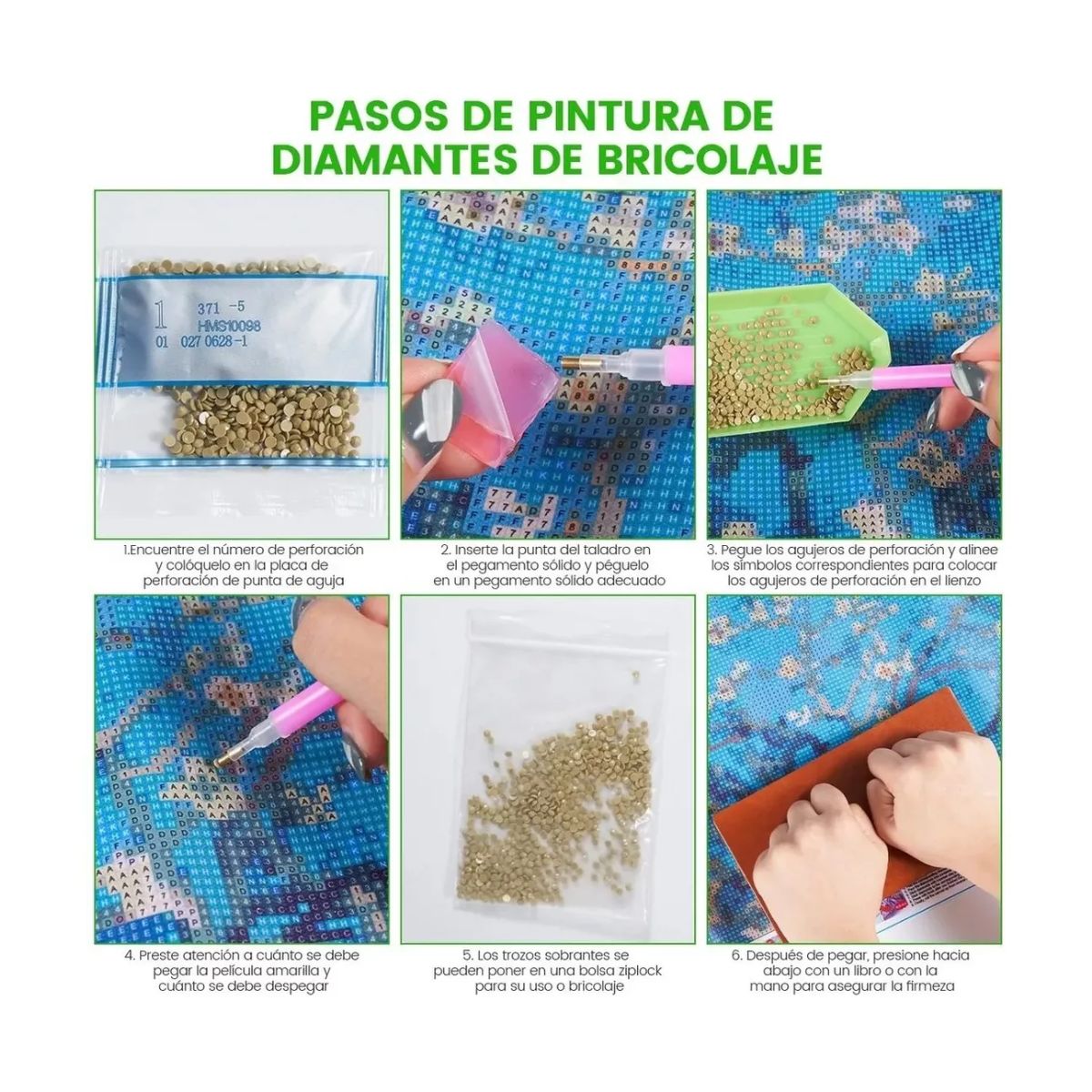 Cuadro Decorativo Pintura Diamante 5d Diamond Painting 4 Set ,Multicolor 