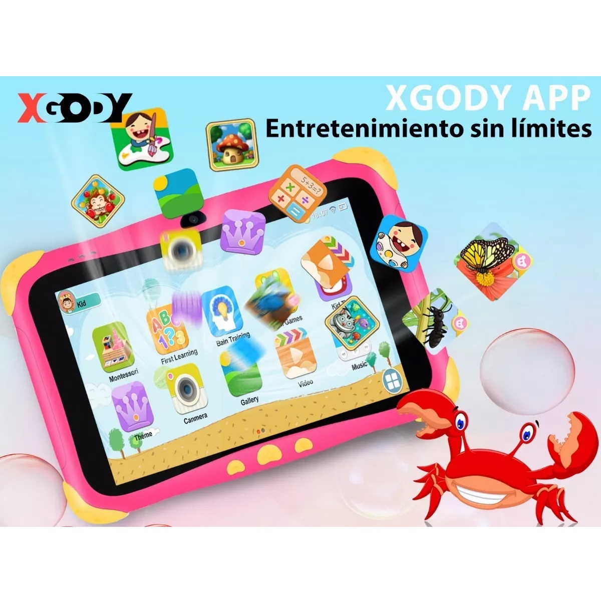 Tablet Con Funda Niños 8hd 32gb Rosa 3gb Memoria Ram