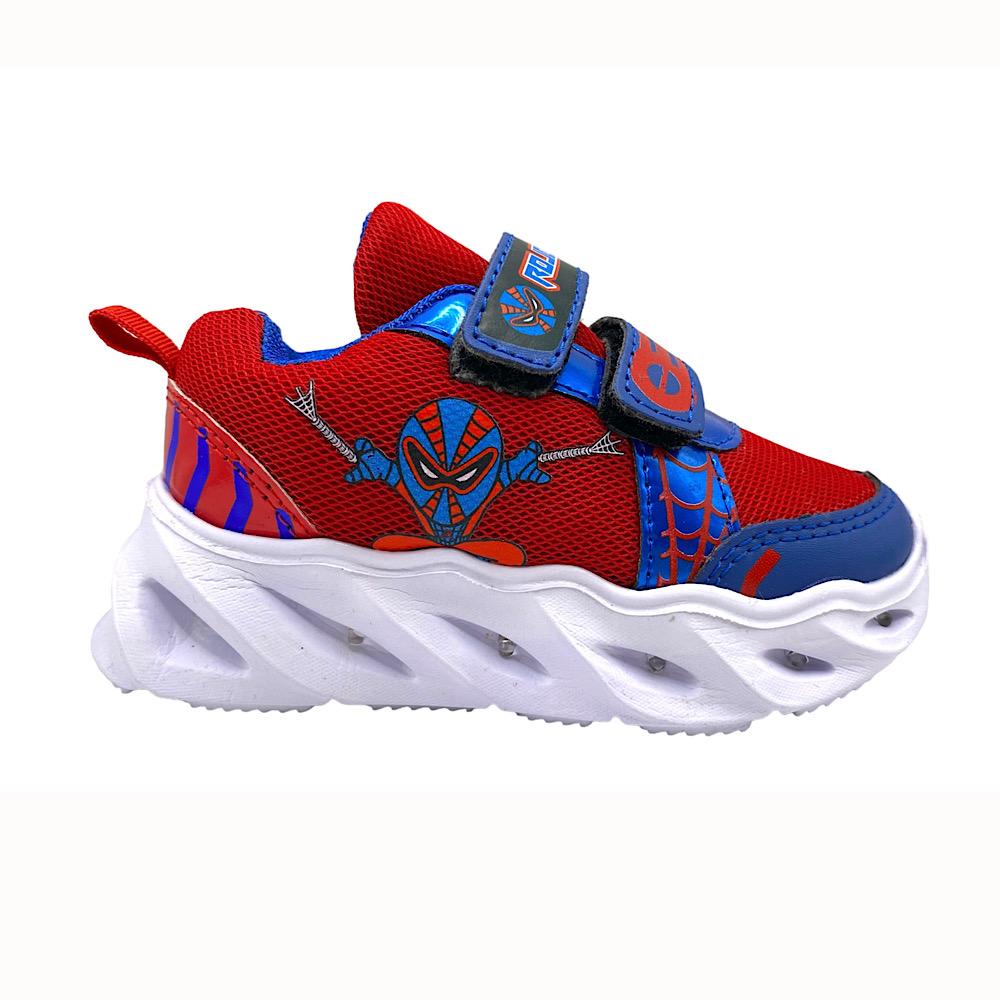 Tenis Rojo Arandano Spider Man Para Niño con Luces Led.