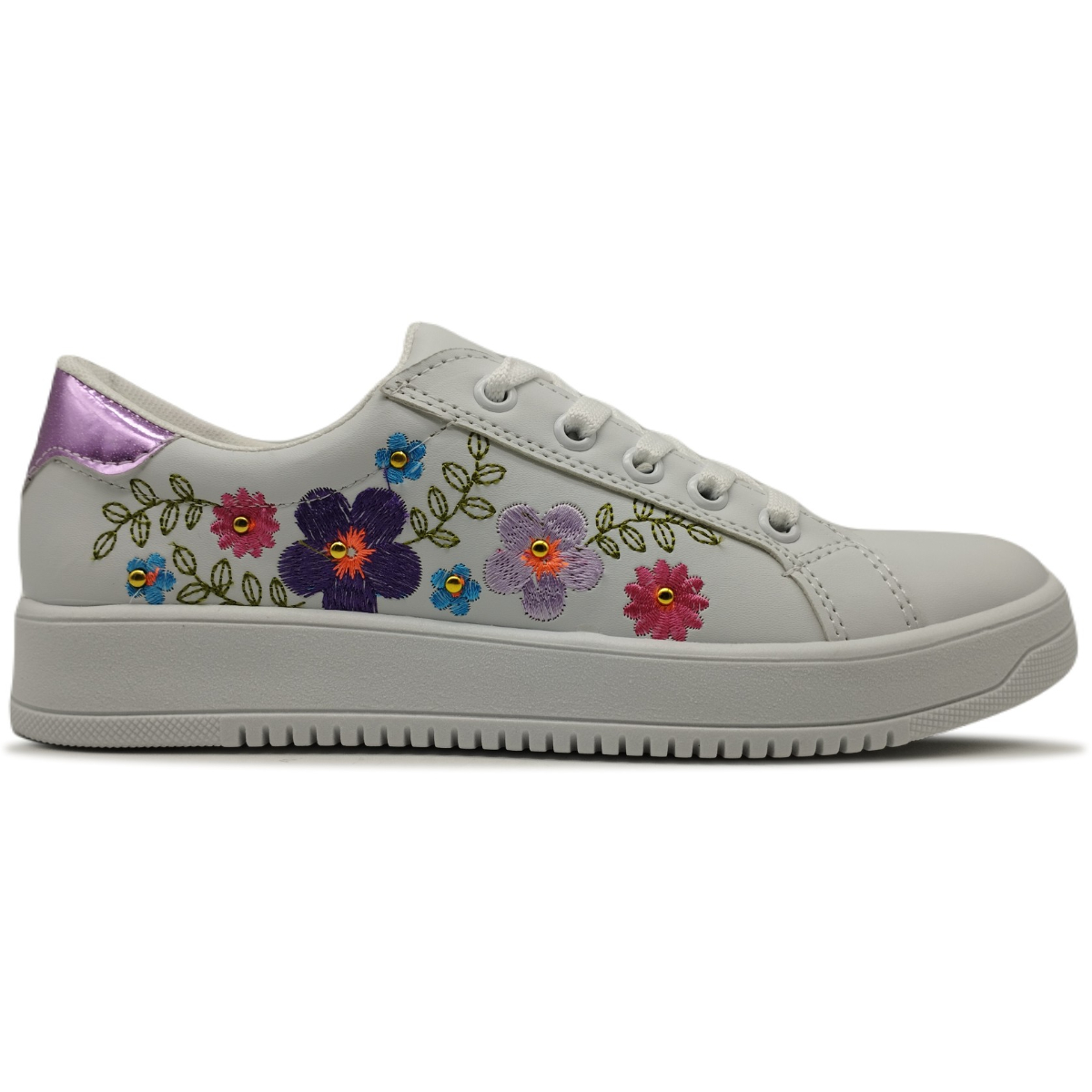 Tenis Sneaker Urbano Casual Bordado Mujer Flores 137
