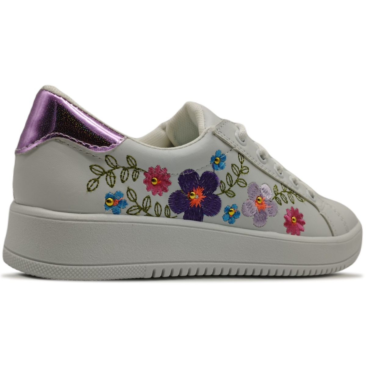 Tenis Sneaker Urbano Casual Bordado Mujer Flores 137