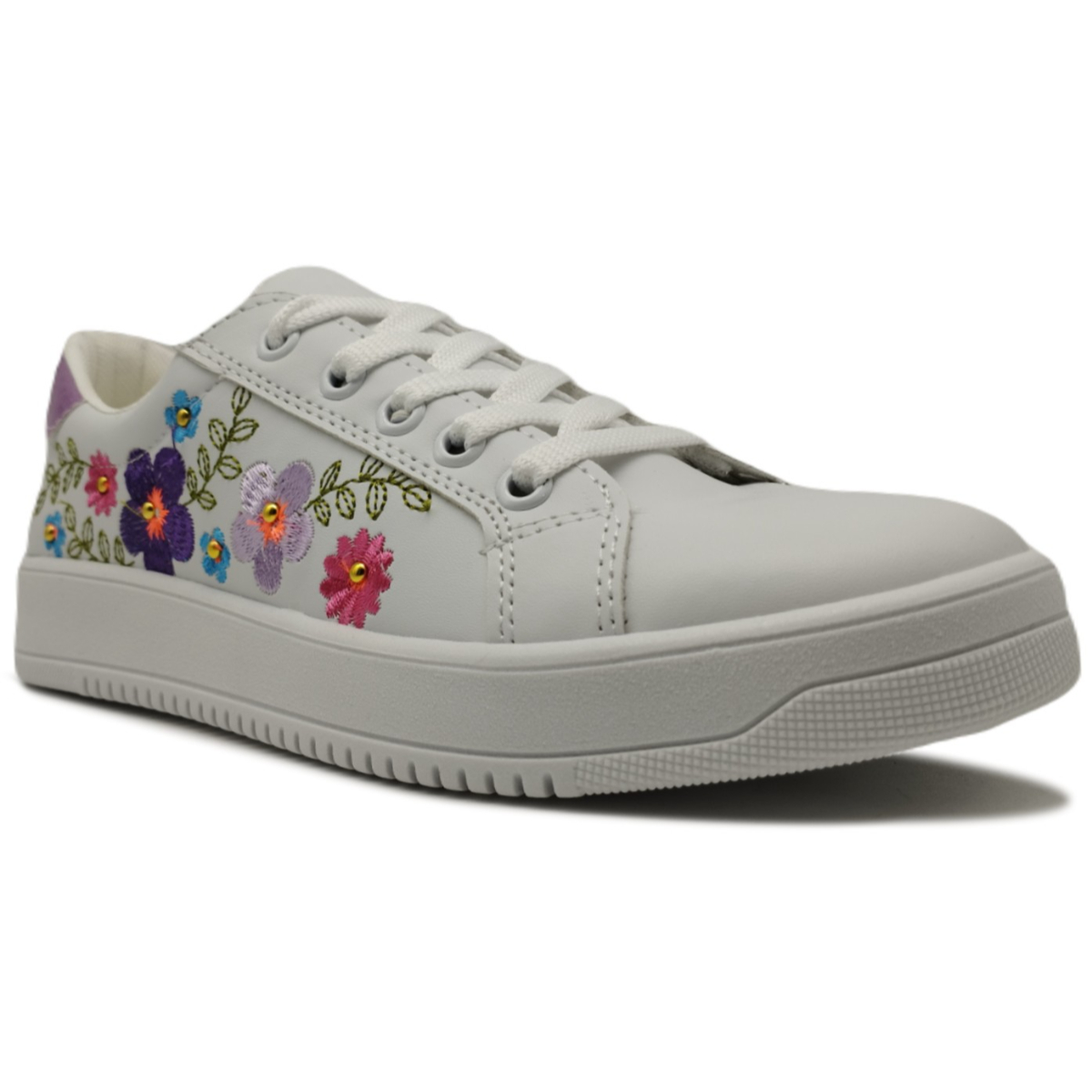 Tenis Sneaker Urbano Casual Bordado Mujer Flores 137