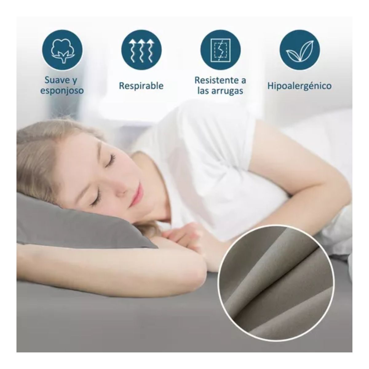 Juego De Sábanas Queen Size Ultra Suave 4 piezas, Gris Oscuro