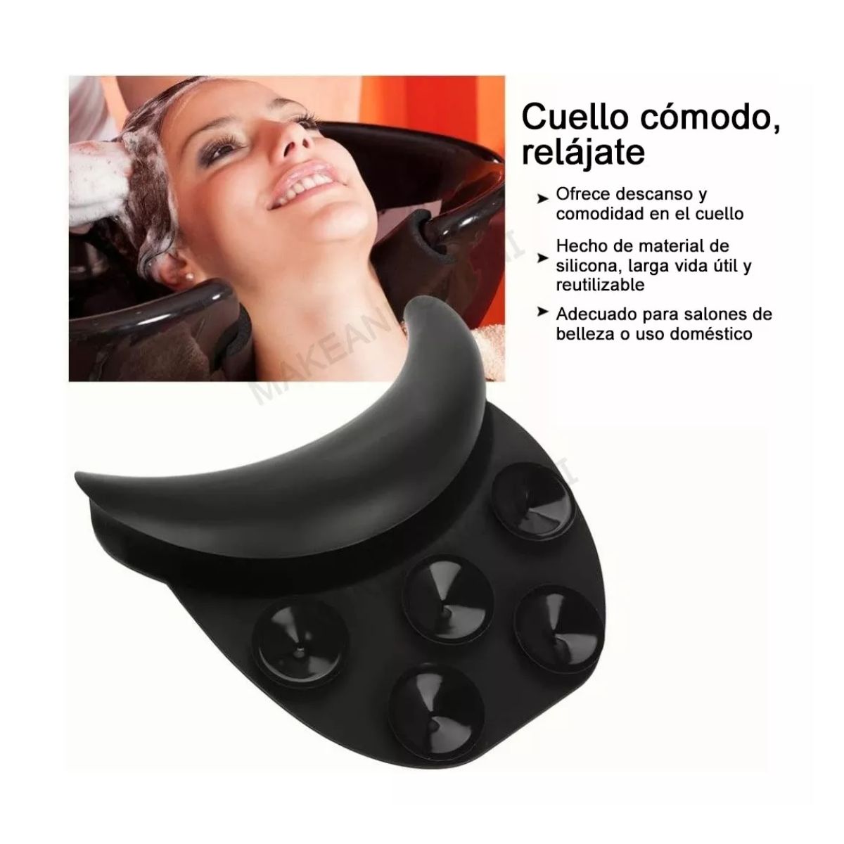 Cuelllera Silicon Negro Para Lavacabezas Cojín De Descanso Negro