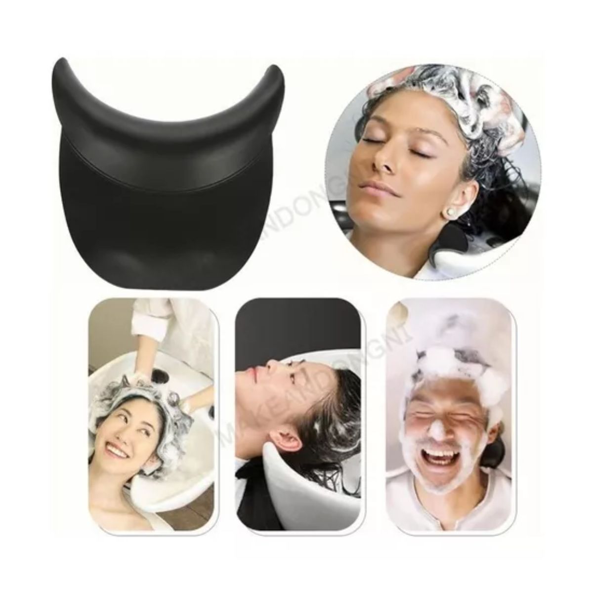 Cuelllera Silicon Negro Para Lavacabezas Cojín De Descanso Negro