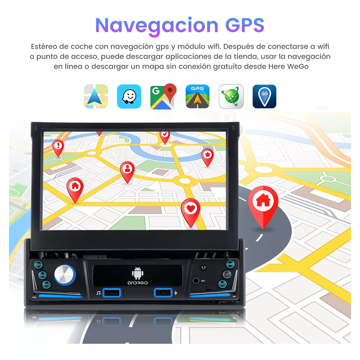 Autoestéreo Retráctil Android 10 Con Gps Wifi Estéreo 2+32g