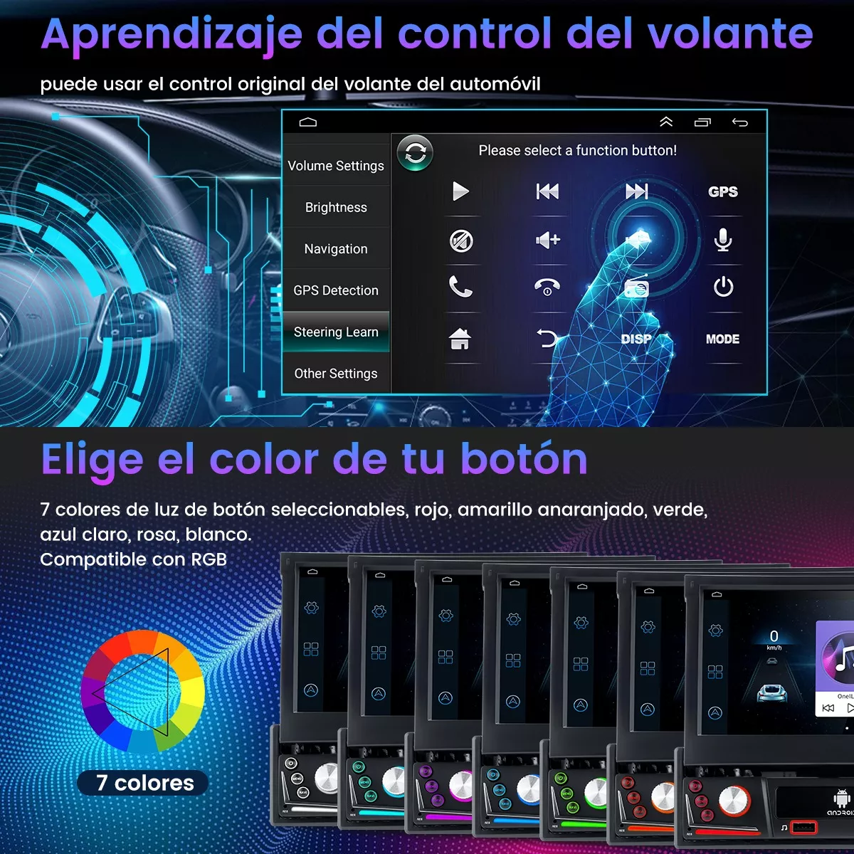 Autoestéreo Retráctil Android 10 Con Gps Wifi Estéreo 2+32g