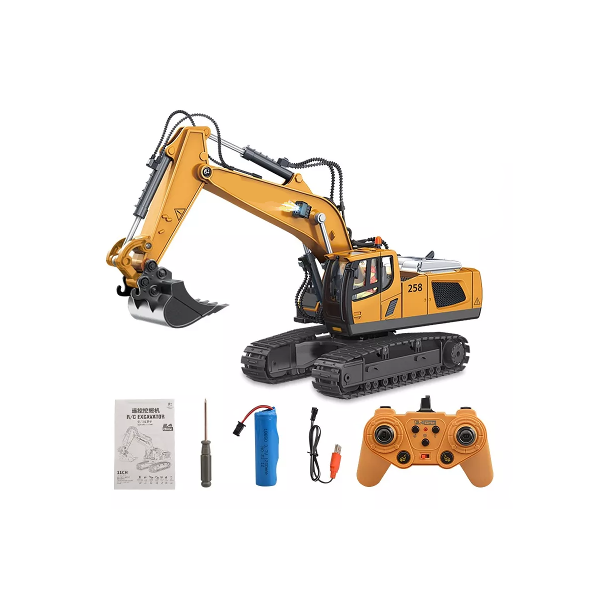 Excavadora Control Remoto Rc Juguete 11canal Aleación