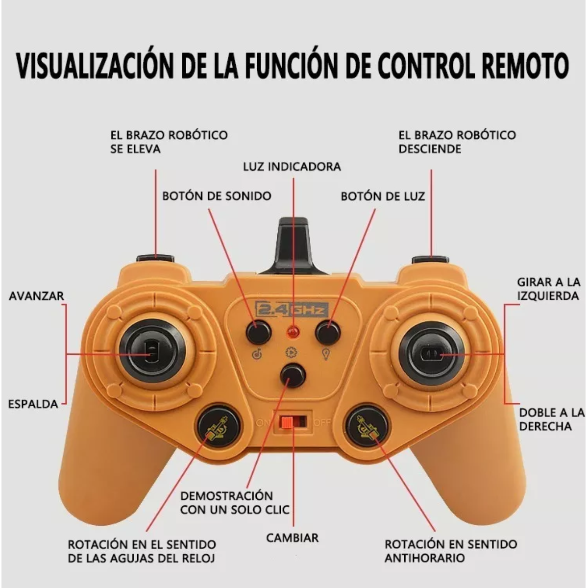 Excavadora Control Remoto Rc Juguete 11canal Aleación