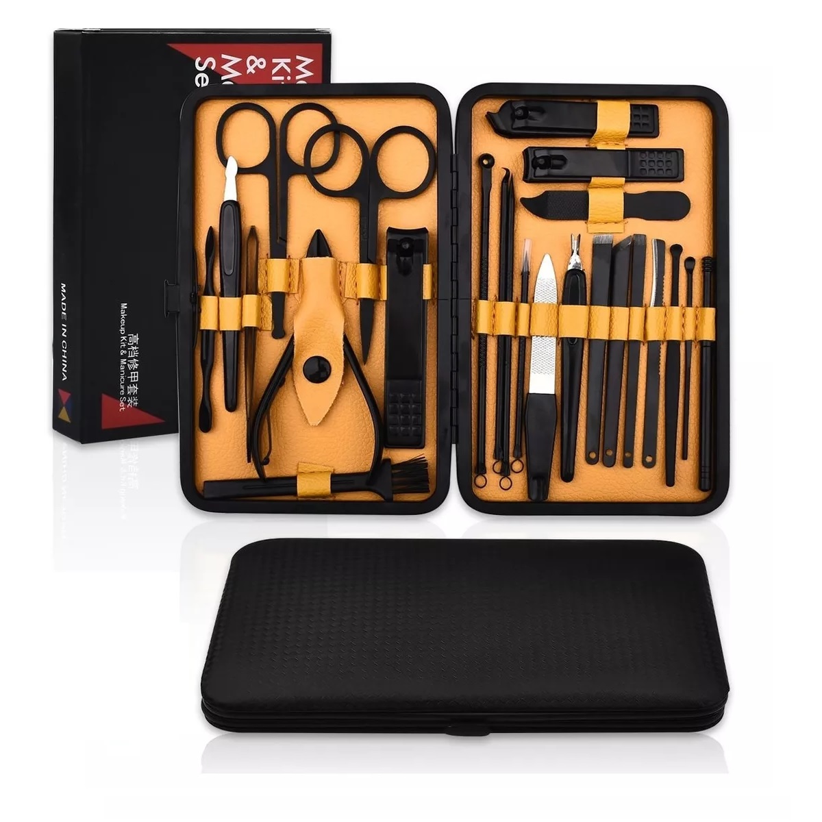 Set De Manicura Y Pedicura 24 En 1 Kit De Cortauñas Negro