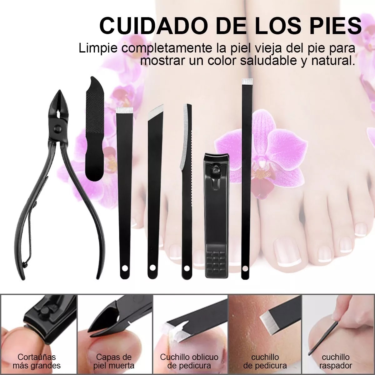 Set De Manicura Y Pedicura 24 En 1 Kit De Cortauñas Negro