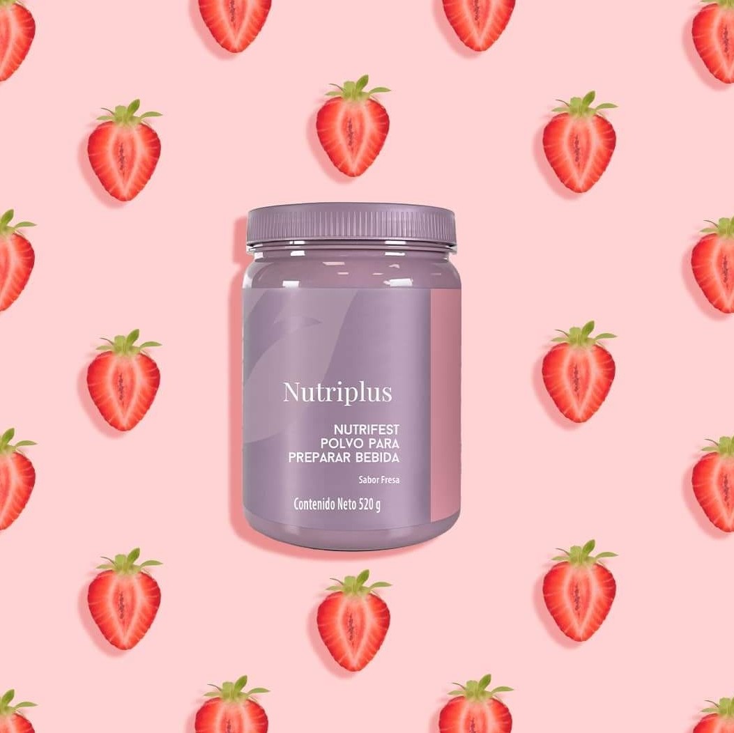 Malteada Bebida Fresa by Nutriplus Farmasi Fibra Vitaminas Minerales Probióticos.