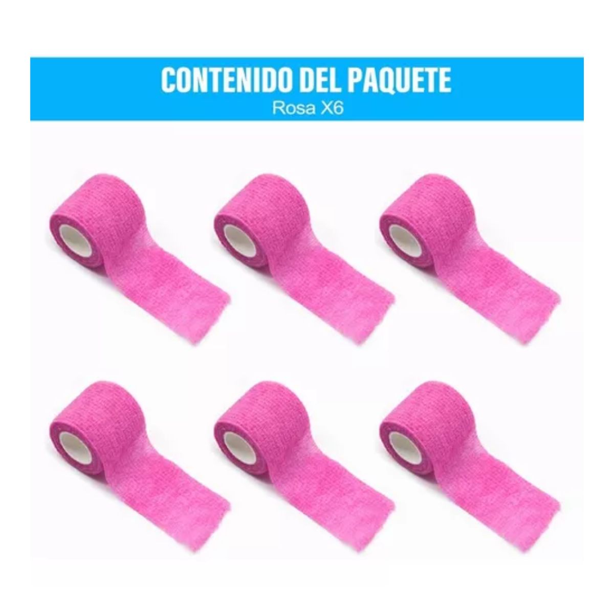 Cinta Venda Elástica Cohesiva Autoadherible 4.5 m* 5 cm 6 pcs Rosa