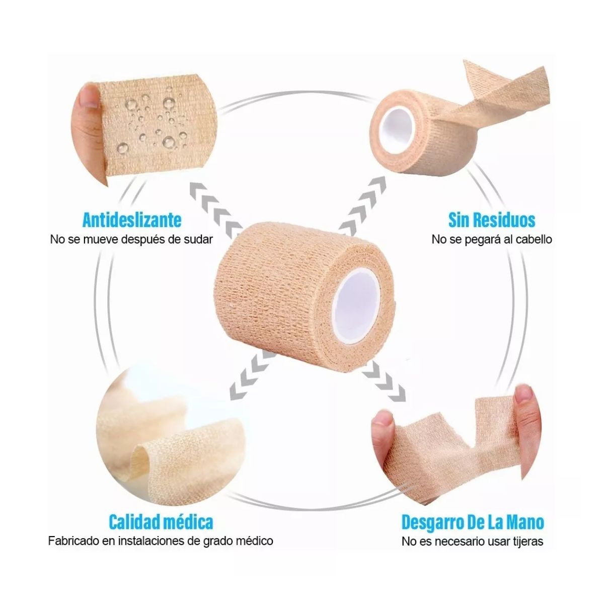 Cinta Venda Elástica Cohesiva Autoadherible 4.5 m* 5 cm 6 pcs Rosa