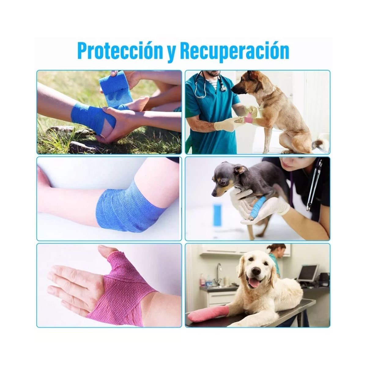 Cinta Venda Elástica Cohesiva Autoadherible 4.5 m* 5 cm 6 pcs Rosa