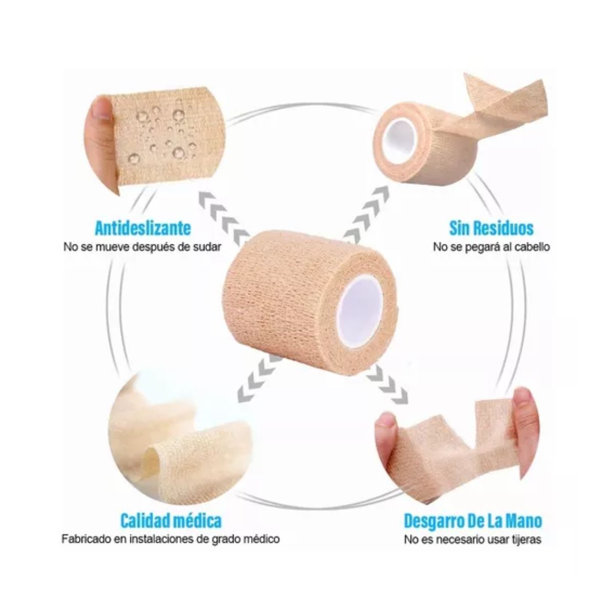 Cinta Venda Elástica Cohesiva Autoadherible 4.5 m* 5 cm 6 pcs Negra