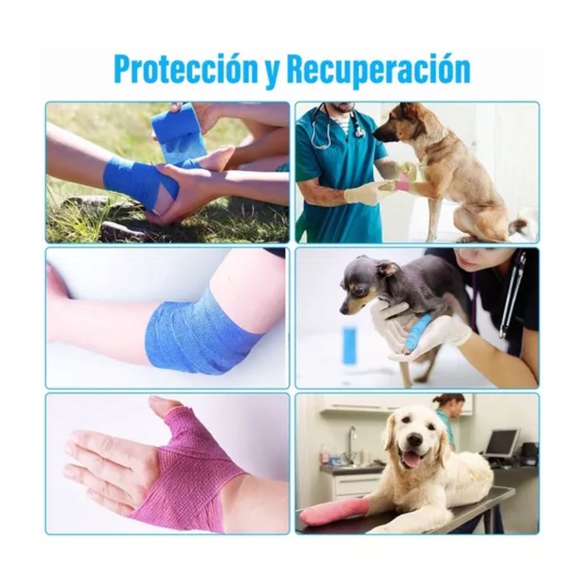 Cinta Venda Elástica Cohesiva Autoadherible 4.5 m* 5 cm 6 pcs Negra