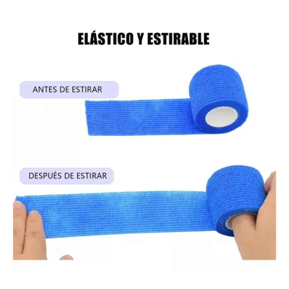 Venda Elástica Cohesiva Autoadherible De 5 cm x 4.5 M, 12 Pzs 6 colores