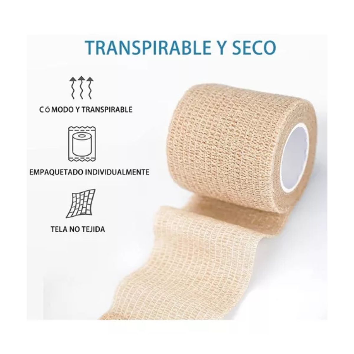 Venda Elástica Cohesiva Autoadherible De 5 cm x 4.5 M, 12 Pzs Nude 
