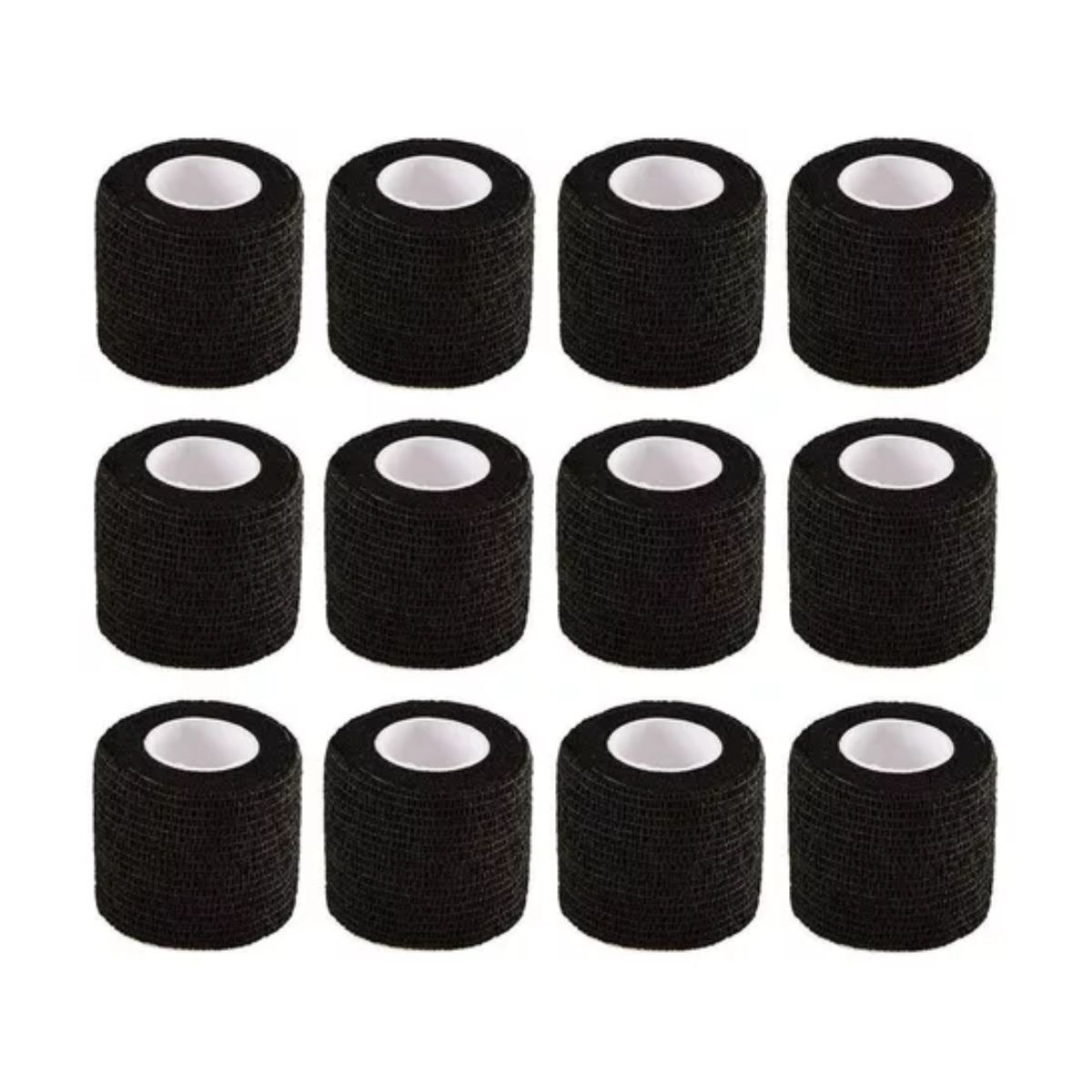 Venda Elástica Cohesiva Autoadherible De 5 cm x 4.5 M, 12 Pzs Negro