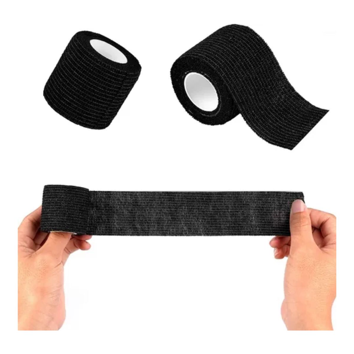 Venda Elástica Cohesiva Autoadherible De 5 cm x 4.5 M, 12 Pzs Negro