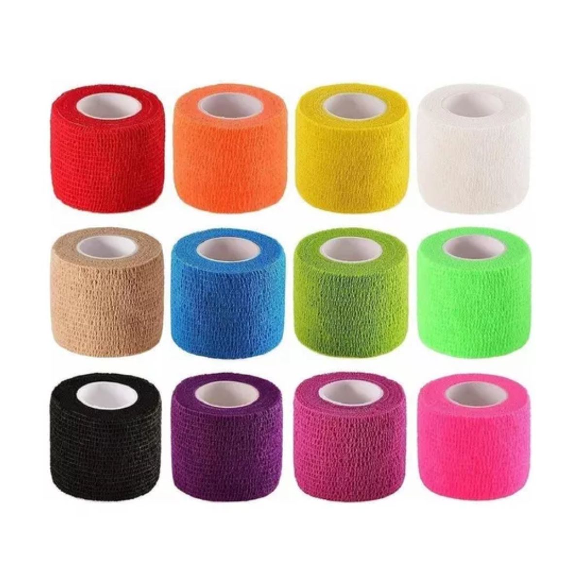 Venda Elástica Cohesiva Autoadherible De 5 cm x 4.5 M, 12 Pzs, Multicolor