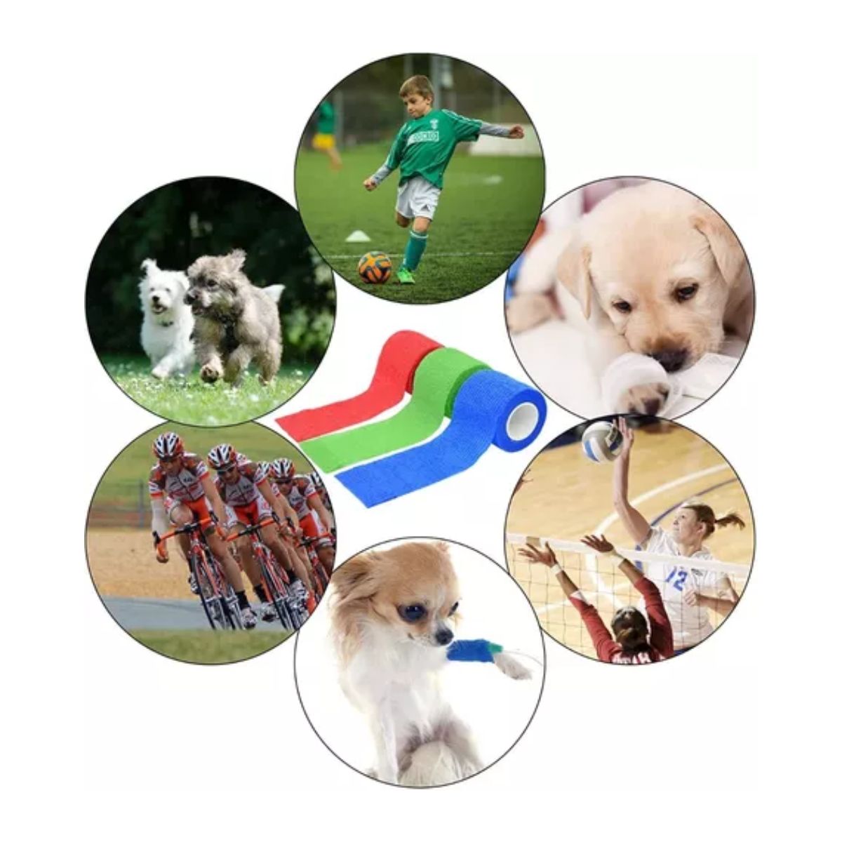 Venda Elástica Cohesiva Autoadherible De 5 cm x 4.5 M, 12 Pzs, Multicolor