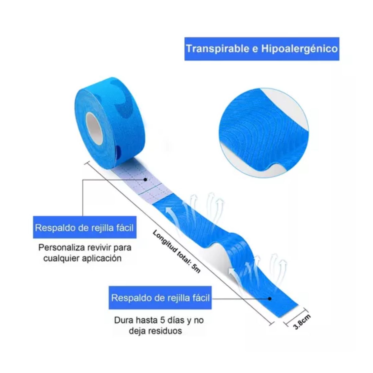 Cinta Venda Elástica Cohesiva Autoadherible 5 m x 3.8 cm 4 pzs Camuflaje 