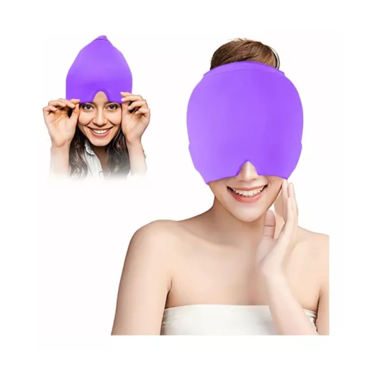 Gorro Para Migraña De Gel Con Compresión Fría Y Caliente Purpura