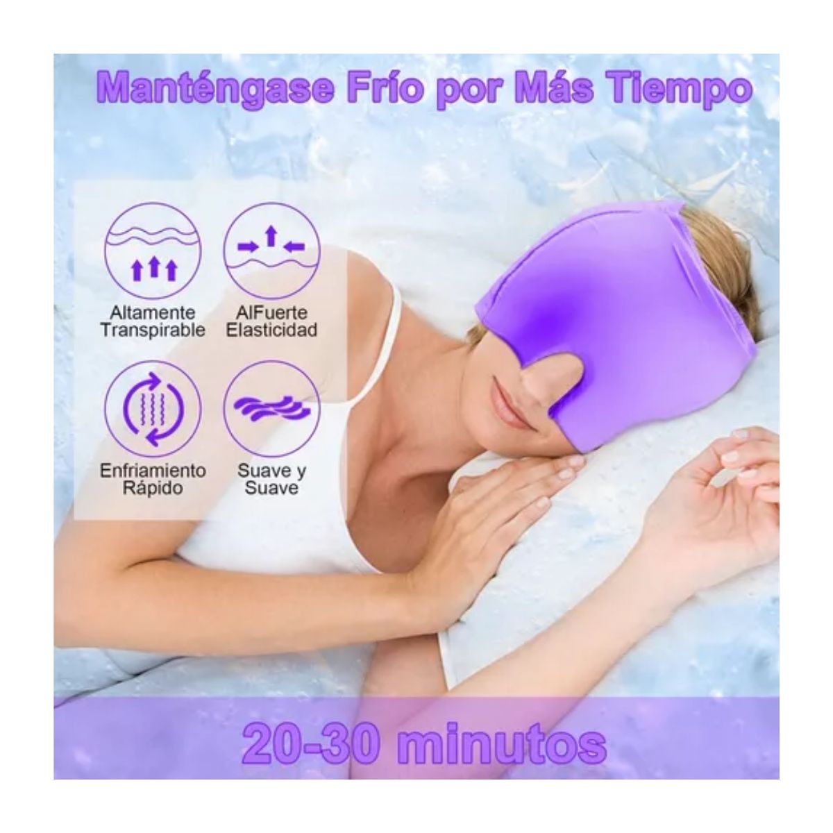 Gorro Para Migraña De Gel Con Compresión Fría Y Caliente Purpura