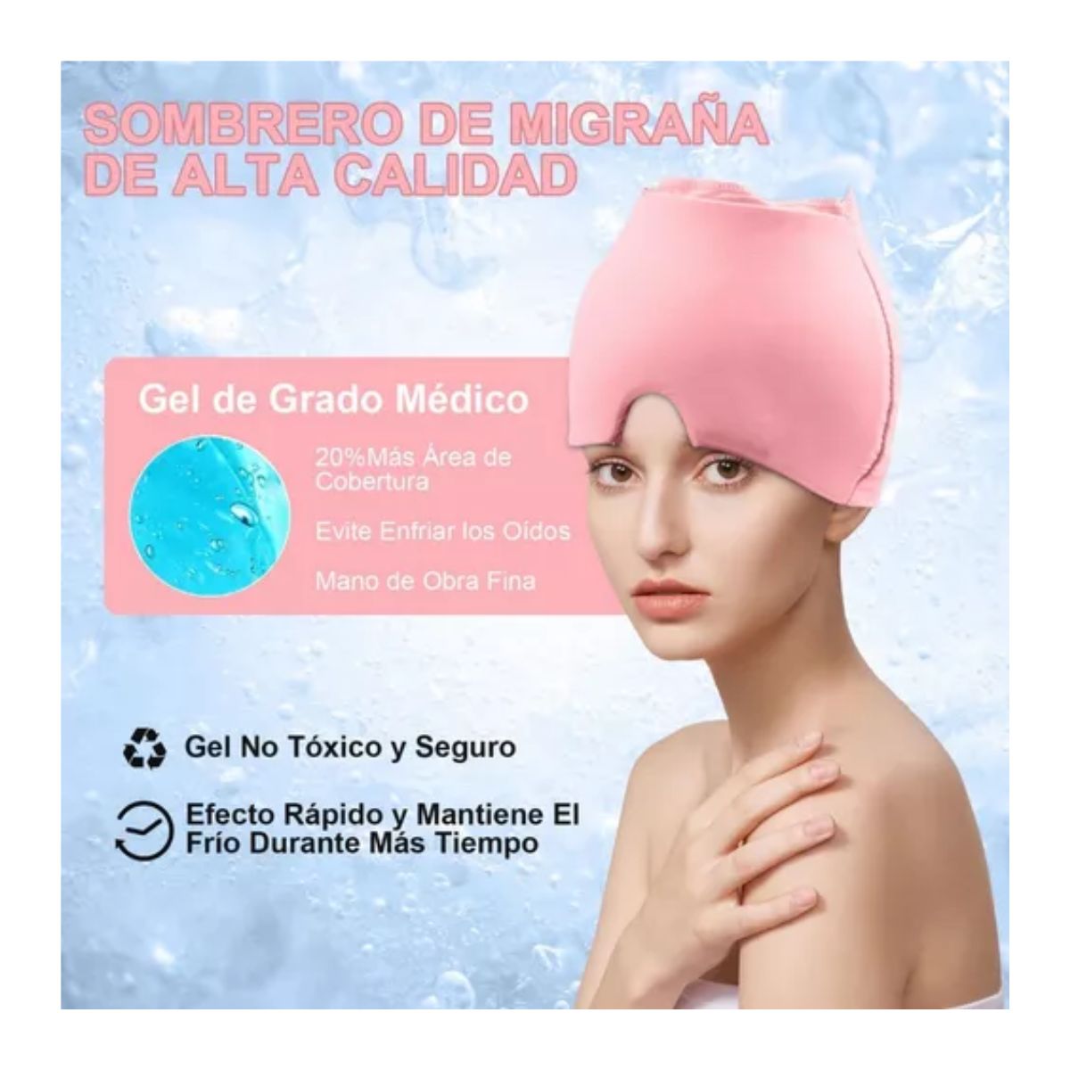 Gorra De Gel Para Dolor De Migraña Y Cabeza Compresión Fría Rosa 