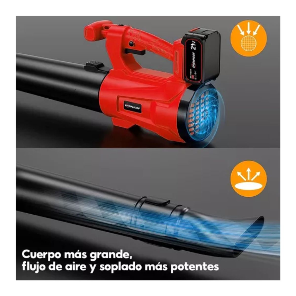 Sopladora Eléctrico Inalámbrico Soplador De Aire 21v 450cfm Negro/Rojo