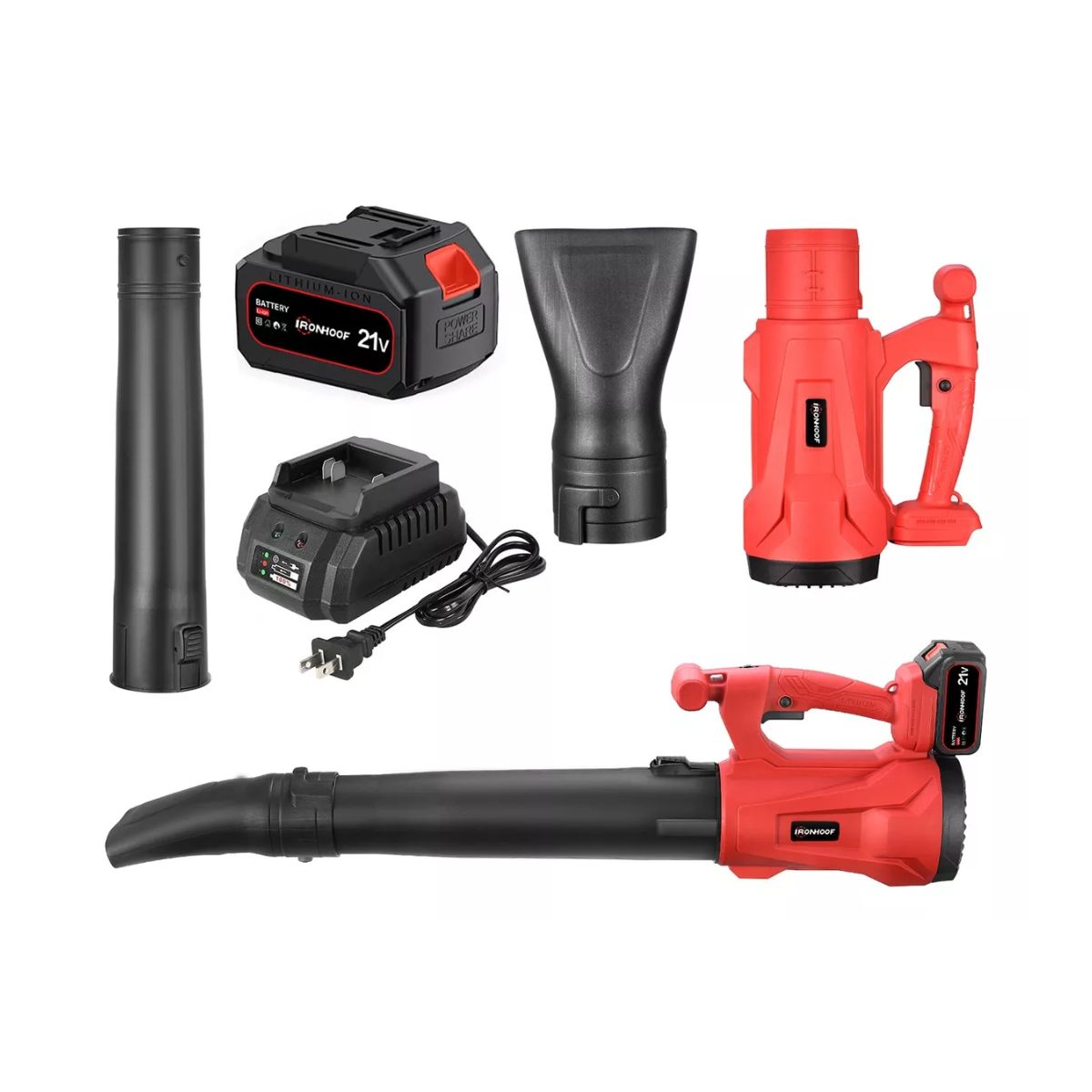 Sopladora Eléctrico Inalámbrico Soplador De Aire 21v 450cfm Negro/Rojo