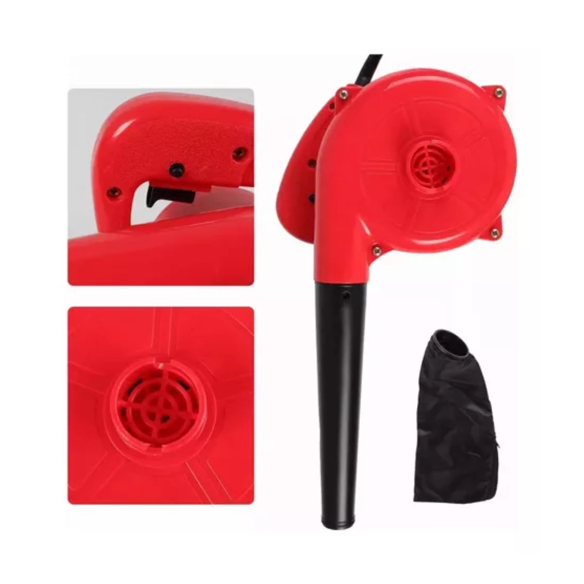 Sopladora Eléctrica Alta Potencia Barredora De Aire 1000w Rojo con Negro