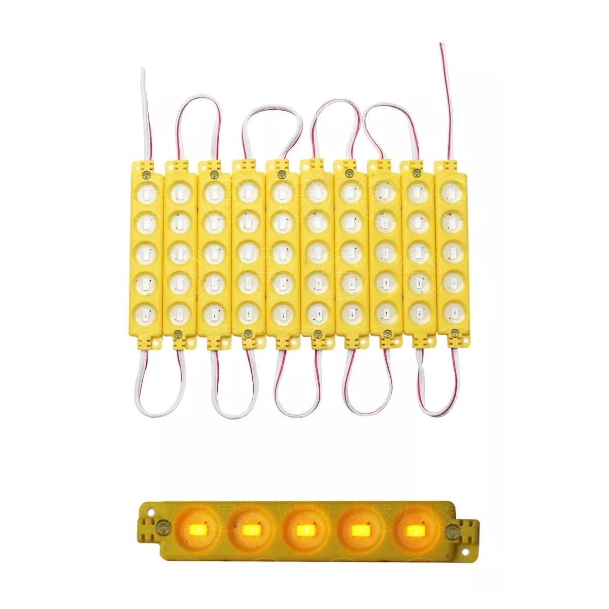 Kit 10 Módulos 5 Led 5630 Híper Led Ip65 Contra Agua Color F1 Ambar