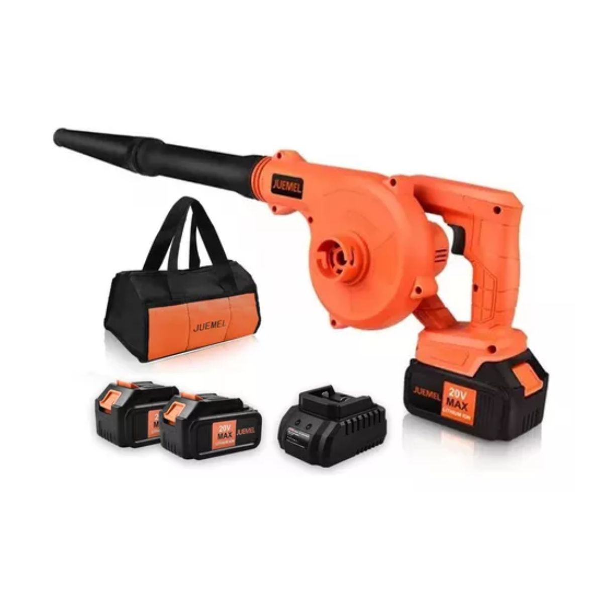Soplador De Aire Inalámbrico Recargable Juemel C/2 Baterías Naranja/negro