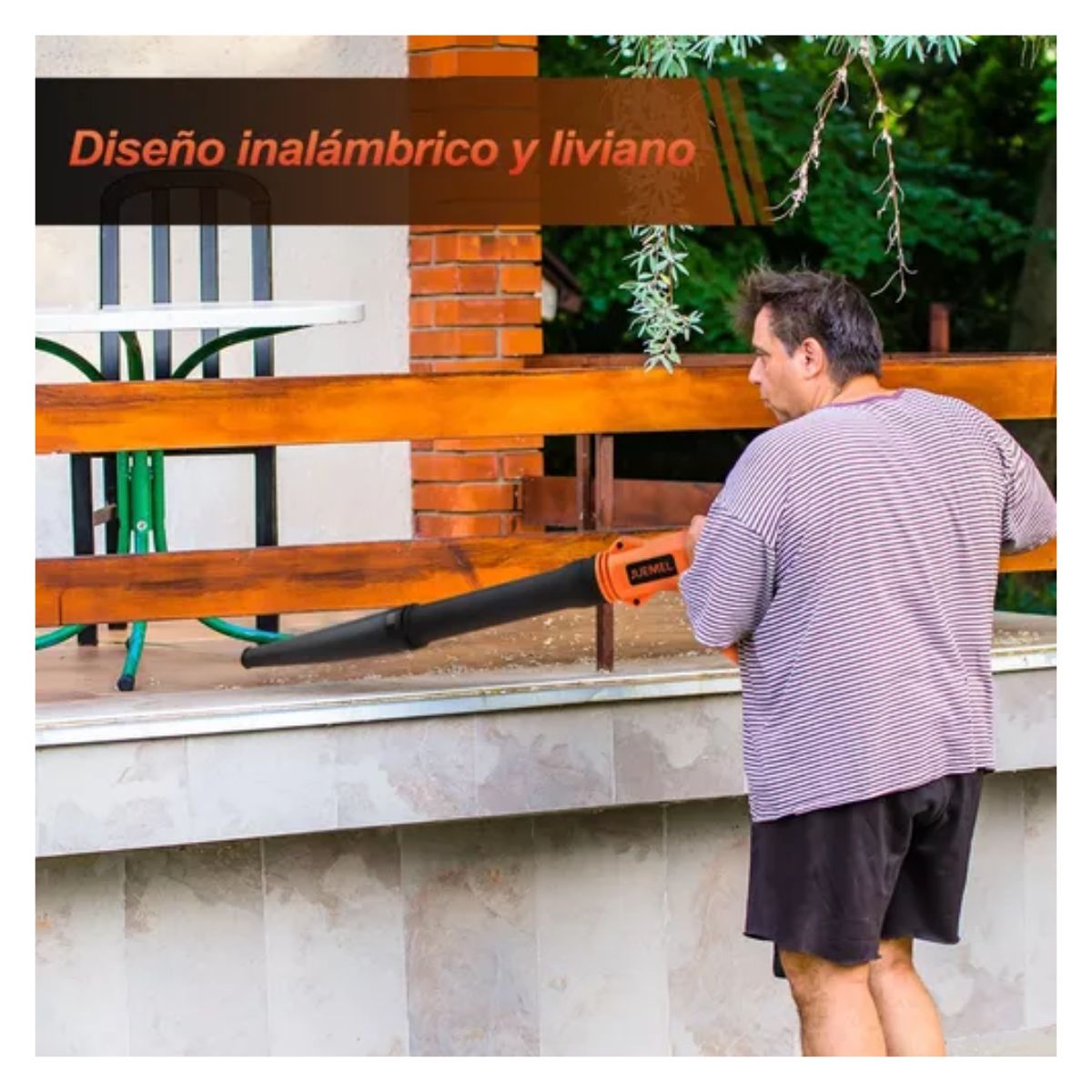 Soplador De Aire Inalámbrico Recargable Juemel C/2 Baterías Naranja/negro