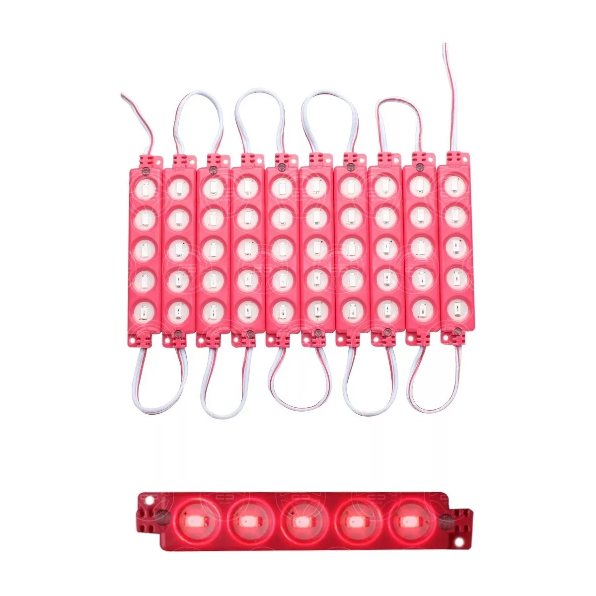 Kit 10 Módulos 5 Led 5630 Híper Led Ip65 Contra Agua Color F4 Rojo