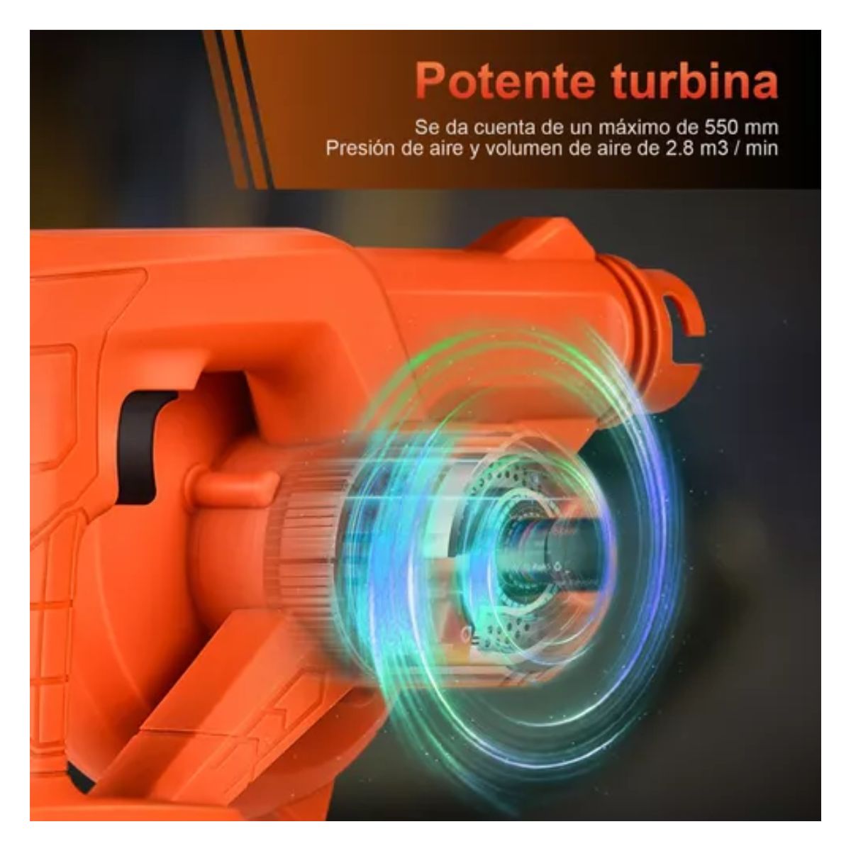 Soplador De Aire Inalámbrico Recargable Juemel C/2 Baterías Naranja/negro