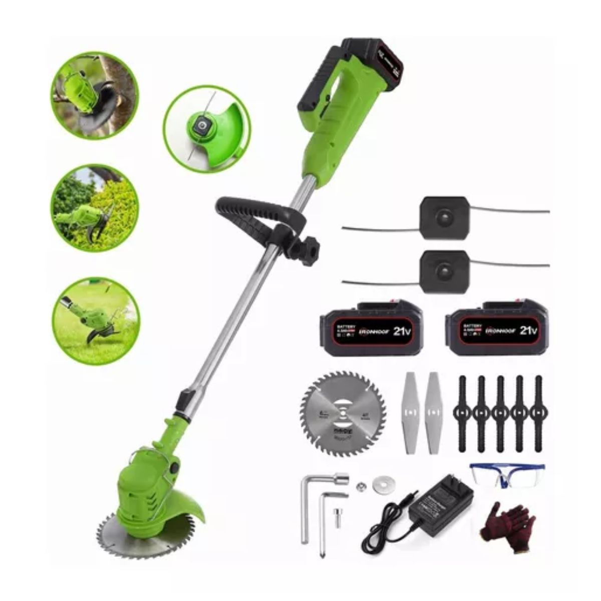 Desbrozadora Podadoras Pasto Eléctrica Inalámbrica 1800w 21v Verde